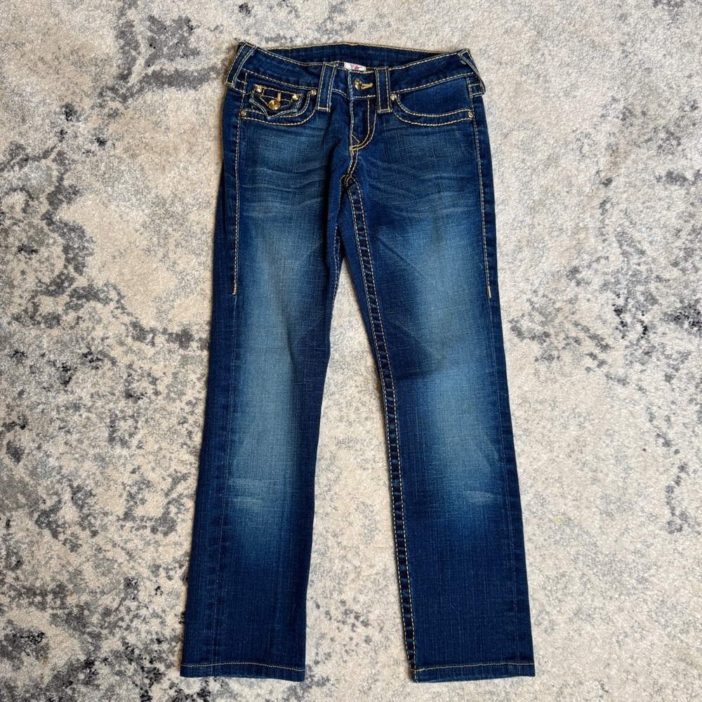 True Religion Billy Big T Disco Jeans Women’s 25 Blue Stretch Denim Flap Pocket